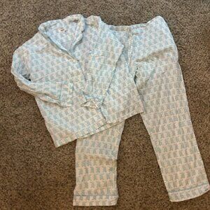 Marigot Blue and White Pajama 2 piece set Medium
